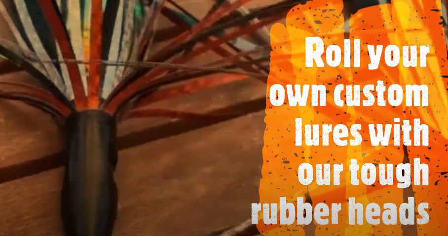 Load video: Roll you own custom lures with our tough rubber heads.